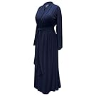Sanctuarie Designs Plus Size Navy Retro 1940's Long Dressing Gown Robe Cotton Rayon w/Attached Belt