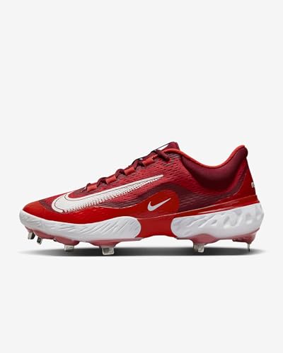 Nike Nike Men's Alpha Huarache Elite 4 Baseball Metal Baseball Cleats Shoes DJ6521, Red/White 2.51 M US