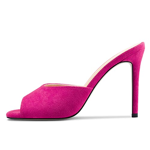 Image of TNYNFBEB Women Stiletto High Heel Peep Open Toe Sandals Slingback Slip-on Wedding Office Cute Basic Classic 3.9 Inches Heels