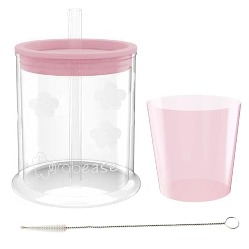 Image of grabease Transition Sippy Cup Set - Sippy Cups for Toddlers - Spill-Proof Straw Tumbler with Cleaning Brush - Phthalate & PVC-Free Silicone Design for Baby Feeding Essentials - 4 & 1.5 fl oz, Blush