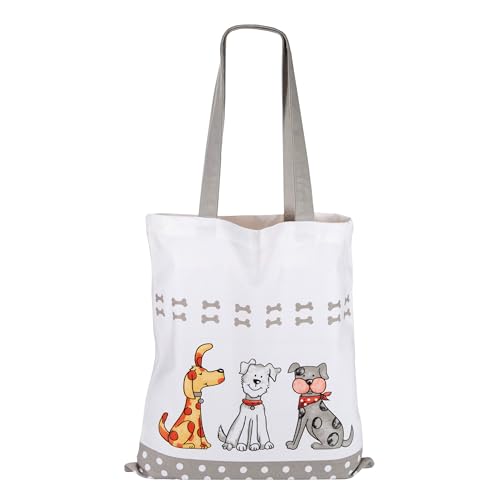 SPOTTED DOG GIFT COMPANY Tote Bag, Wiederverwendbare Einkaufstasche aus Canvas, Tragetasche Damen mit Langen Henkeln, Baumwolle, Faltbar mit Hundemotiv, Geschenke für Hundeliebhaber 38 x 42 cm