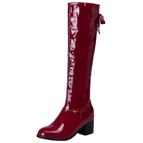 Bottes Cavalières Cuir Verni Gicoiz à Talon Bloc Chic