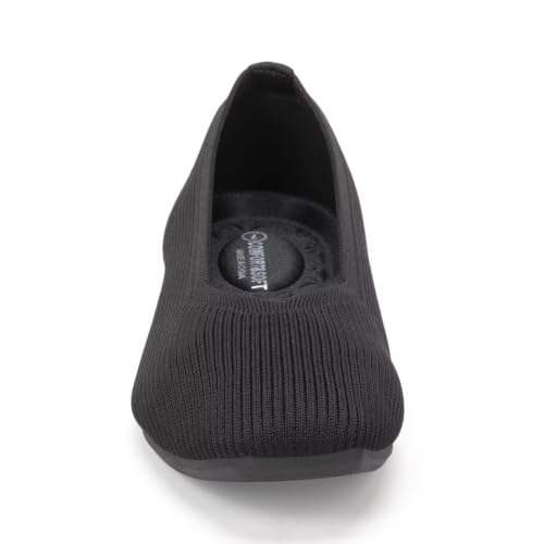 Image of Frank Mully Women Square Toe Flat Shoes Comfortable Knitted Flats