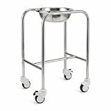 Veterinary Stainless Steel Basin Stand with Removable Bowl – Mobile Animal Clinic Utility Stand with Wheels, Ideal for Pet Hospital, Vet Surgery, Grooming Use