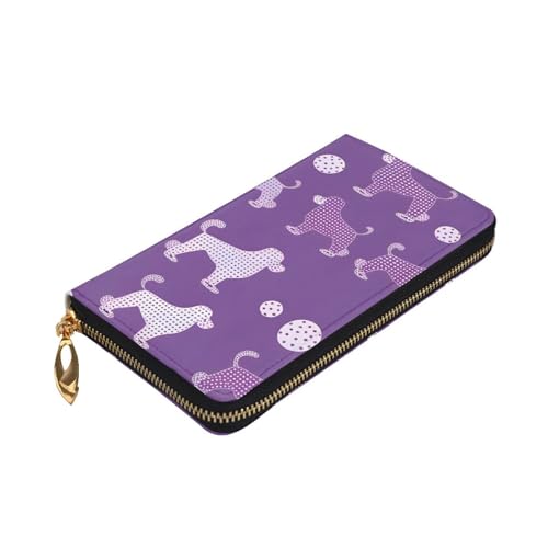 Purple Poodle Polka Dot Prints Leather Long Clutch Wallet for Fashionable Girls and Women - Durable, Stylish, and Functional, Black, One Size3