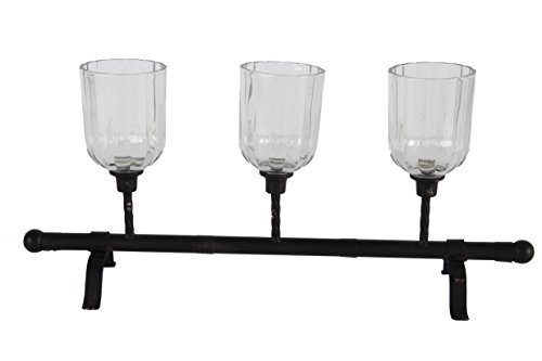 A&B Home Metal/Glass Candle Holder, 21.3 by 5 by 9.5-Inch