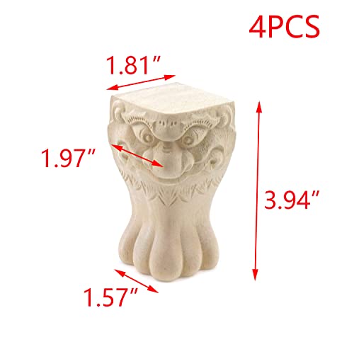 T Tulead 4Pcs Wood Furniture Legs Sofa Couch Ottoman Legs Unfinished Cabinet Feet 100Mm/3.94" Height Chair Table Legs #TOP1