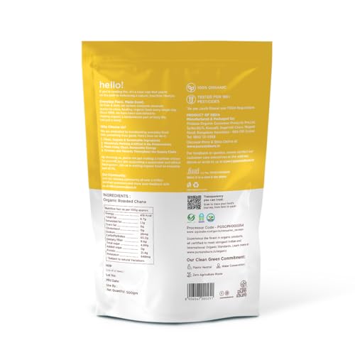 Image of Pure & Sure Organic Roasted Chana Dal 500gm | 100% Bhuna Chana, Natural & Vegan | Gluten Free | Rich in Protein & Energy Source | No Additives & Pesticides Free