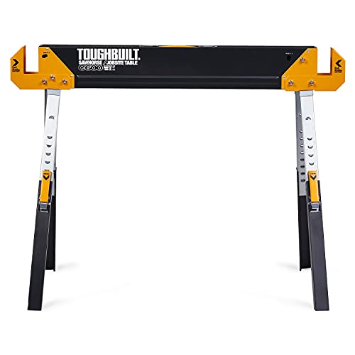 Toughbuilt - Folding Sawhorse/Jobsite Table - Sturdy, Durable, Lightweight, Heavy-Duty, 100% High Grade Steel, 1300Lb Capacity, Easy Carry Handle - (Tb-C600) #TOP4
