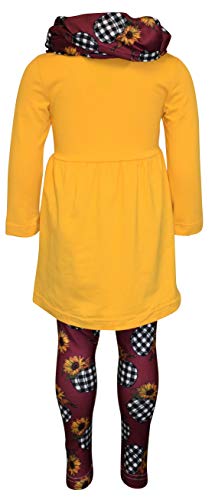 Image of Unique Baby Girls Kids Toddler 3pc Outfit Set Long Sleeve Stretch Tunic Top Leggings and Scarf