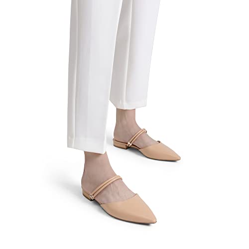Dream Pairs Mules For Women Flats Pointed Toe Two-Way Wear Slip On Slides Shoes Sdml2317W Size 9, Nude #TOP4