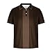 Polos Shirts for Men Vintage Striped Golf Bowling Casual Polos Tee Pullover Men Outdoor Athletic T-Shirts Plus Size Brown