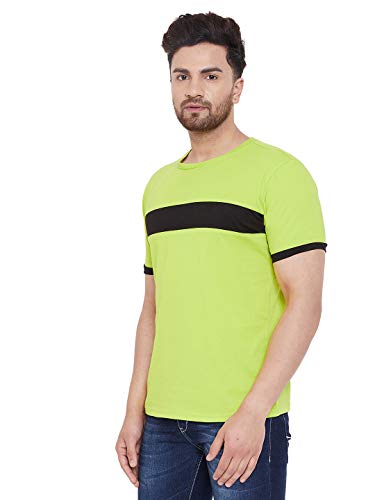 Image of GRITSTONES Half Sleeves Color Block Round Neck T-Shirt for Men -GSHSTSHT2550 P