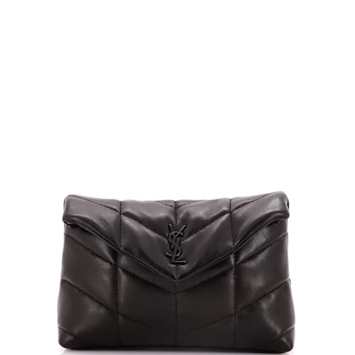 Saint Laurent, Pre-Loved LouLou Puffer Clutch Leather Small, Black