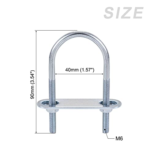 Image of METALLIXITY U Bolts 4 Sets (M6x40x90mm), Round U Bolt Steel with Accessories - for Construction, Pipe