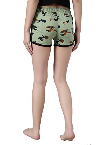 Image of KOTTY Green Printed Women Night Shorts (Green-30)