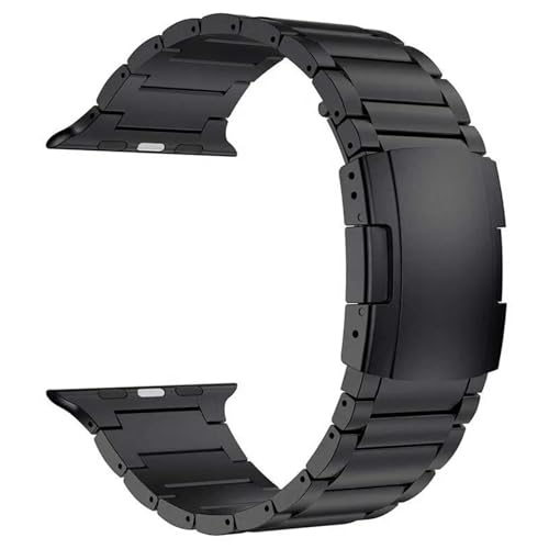 Galaxy Premium Titan Armband für Apple Watch Ultra 2 Armband Titan für Apple Watch Armband mit Sicherheitsschließe für alle Serien (42mm 44mm 45mm 46mm 49mm) (Schwarz)