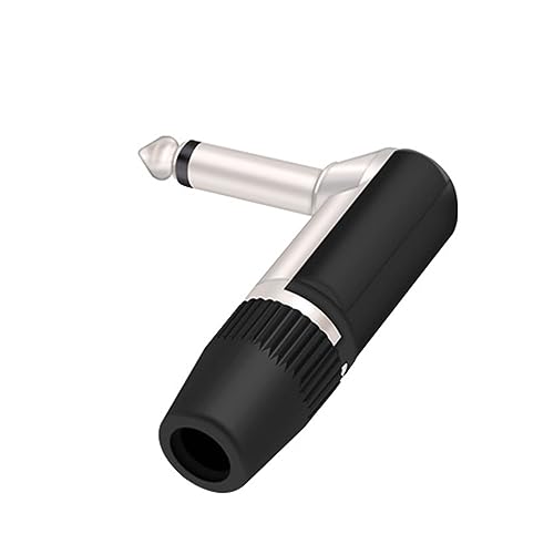 Prise mâle mono 6.35mm coudée à souder pour éviter la torsion
