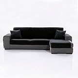 Tejido con hilo tintado MAXIFUNDAS - Funda de Sofá Chaise Longue Gravity  Brazo Derecho (Mirando de Frente)  Negro