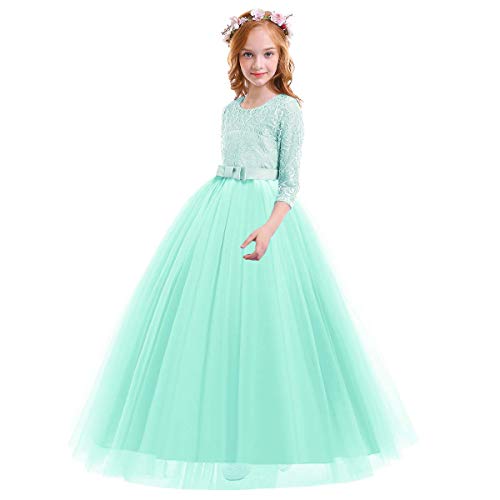 Flower Girl Lace Dress for Kids Wedding Bridesmaid Pageant Party Prom Formal Ball Gown Princess Puffy Tulle Dresses2