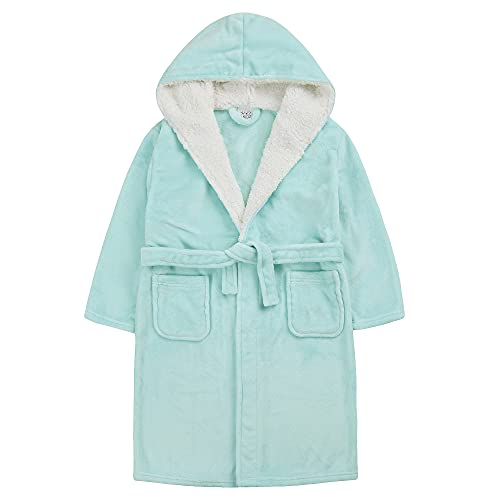 STC Stores Childrens/Girls Plush Plain Pastel Robe with Borg Fleece Trim - 2-13 Years2