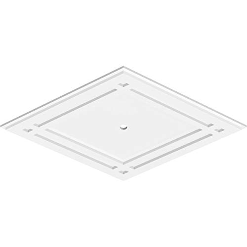 Image of Ekena Millwork CMP34X22DD-01000 Diamond Architectural Grade PVC Contemporary Urethane Ceiling Medallions 34 inchW x 22 5 /8 inchH x 1 inchID x 12 inchC x 1 inchP