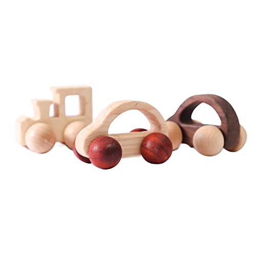 Promise Babe ミニカー おもちゃ 3点セット 木製 無塗装 オーガニック 車 木のおもちゃ 赤ちゃん 0歳 1歳 出産祝い 新生児贈り物 プレゼント