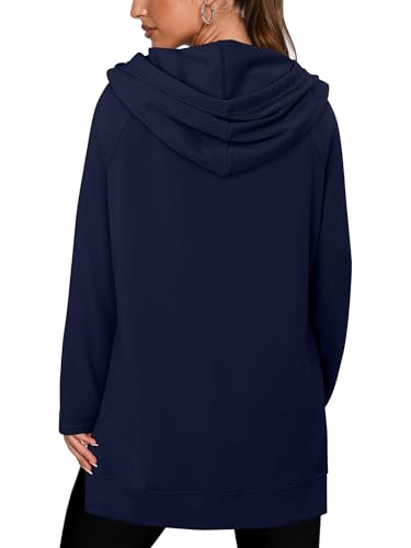 KISSMODA Women Hoodies Dress Long Sweatshirts Dress Raglan Sleeves Oversized Sweatshirts with Pocket 2025 Fall Winter Trendy