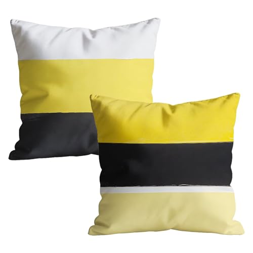 Uego de 2 Funda Cojin 75x75 cm de Terciopelo Suave, Fundas de Almohada Decoracion Hogar con Motivo Simple con Cremallera Oculta, Cojines Sofa Modernos para Sofá, Salón y Dormitorio, Amarillo M-w-9743
