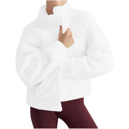 Zipper Jackets for Women Casual Fleece Fuzzy Faux Warm Winter Oversized Long Sleeve Outwear Shaggy Coat Outwear 20253