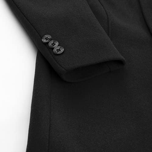 Allthemen Abrigos Hombre Chaqueta de Lana Invierno Larga Trench Coat Hombre Caliente Slim Dos Botones Abrigo Parka A Prueba Viento Negro M - imagen 5