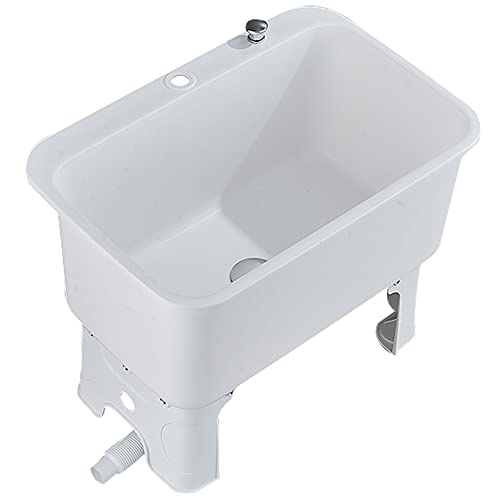 Slop Sinks,Floor Mop Sink with Drain Button, Free Standing Wash Station Commercial Mop Service Basin for Kitchen/Restaurant/Business