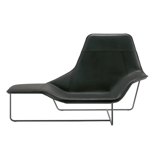 Genérico Sofá Cama Chaise Longue 2 en 1 for Bar, Sala de Estar, Biblioteca, Vestíbulo de Hotel, Salón, Soporte de Hierro Forjado + Cuero PU, 173cm de Largo