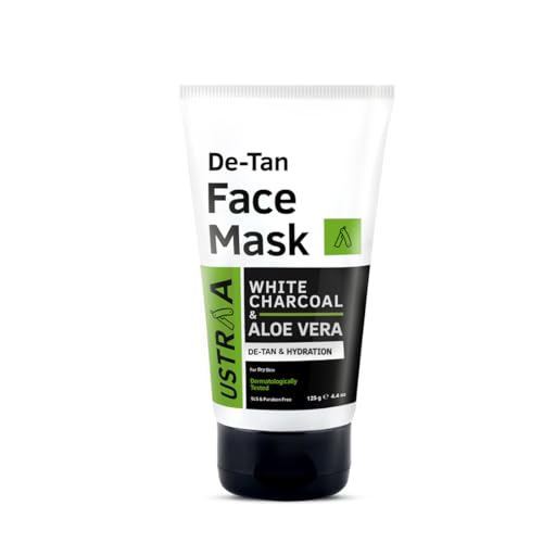 Image of Ustraa De-Tan Face Mask - Dry Skin - 125g - Wash-off mask | with White Charcoal | Effectively Removes Tan & Face Wash Acne Control - With Neem & Charcoal - 100g | Controls Oil, Prevents Acne