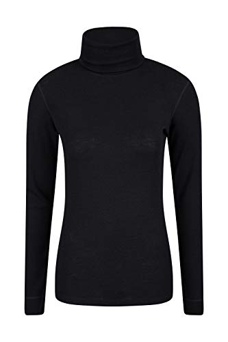 Mountain Warehouse Merino Womens Roll Neck Top - Thermal Baselayer Black 6