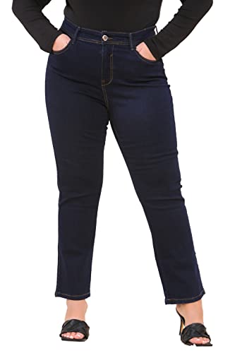 Image of UC Womens Ex High Street Brand Curve Straight Leg Jeans Ladies Stretchy Denim (20, Indigo)