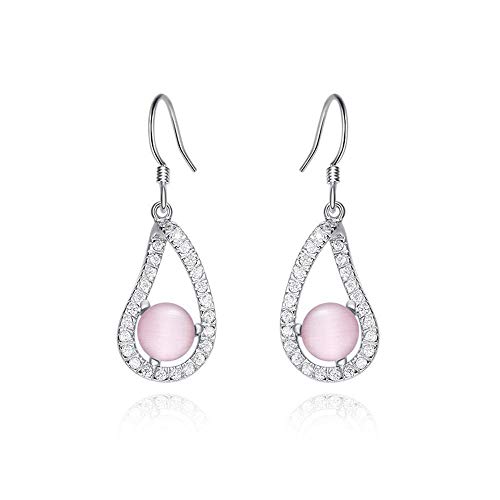 Eardrop Dangler Stud Boucles D'Oreille en Argent Sterling 925 S925 Silver Cat's Eye Stone Clou D'Oreille 32 * 10Mm Créative en Forme de Poire Pour Femme Clou D'Oreille Goutte D'Eau Tendance Boucles D