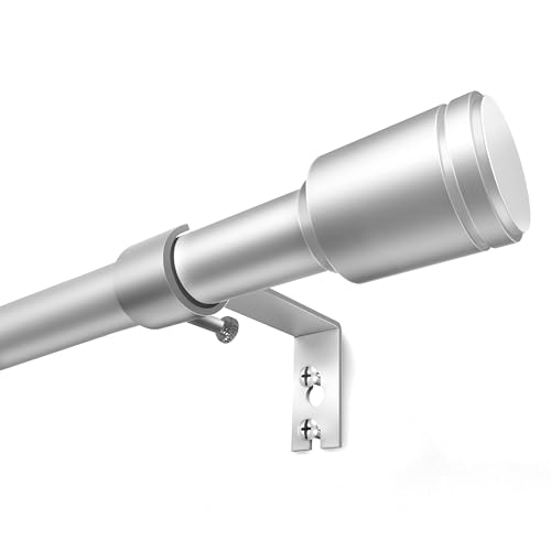 Curtain Rods 30-90 Inch Adjustable Silver Curtain Rods for Windows 1 Pack