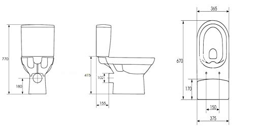 VBChome Keramik Stand WC Toilette Spülrandlos Komplett Design Set mit Spülkasten WC-Sitz Slim mit Absenkautomatik SoftClose Funktion für waagerechten Abgang Wasseranschluss – Bild 6
