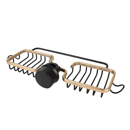 LZM-DIEWLEI Organizador de grifo, soporte de esponja, escurridor de esponja, estante de almacenamiento para fregadero de cocina, estante de almacenamiento colgante de acero inoxidable (negro dorado)