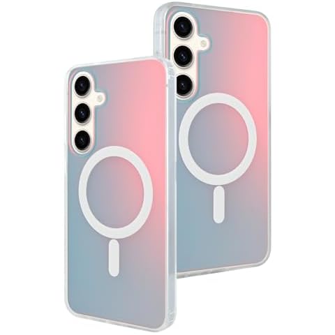 AIGOMARA Designed for Samsung Galaxy S24 Case [Compatible with Magsafe] [Fluorescent Iridescent Color] Slim Shockproof Translucent Matte Protective Phone Case for Women Girls 6.2 Inch Cover