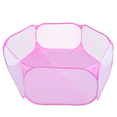 Coolty Tragbarer Laufstall für Kleintiere, Oxford, Zaun, Kleintiere, atmungsaktiv, transparent, beliebt, offen für Meerschweinchen, Kaninchen, Hamster, Chinchillas und Igel (Rosa)