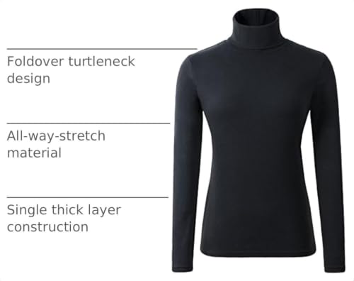 Image of Women's Soft Cotton Turtleneck Top Basic Pullover Sweater