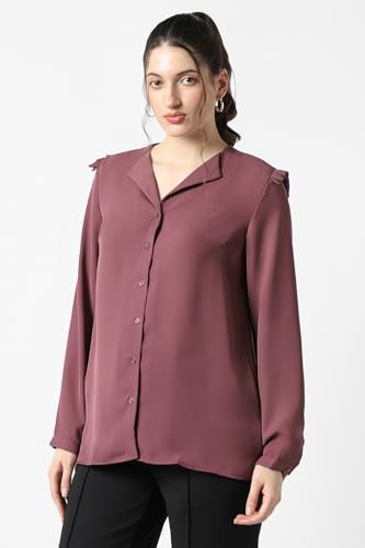 Image of Van Heusen Women Polyester Regular Fit Solid Full Sleeve Casual Shirt