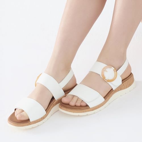 Image of UBFEN Womens Low Wedge Walking Sandals with Arch Support | Open Toe Sandals Adjustable Instep and Ankle Straps for Summer Everyday Outfits, Travel,Vacation