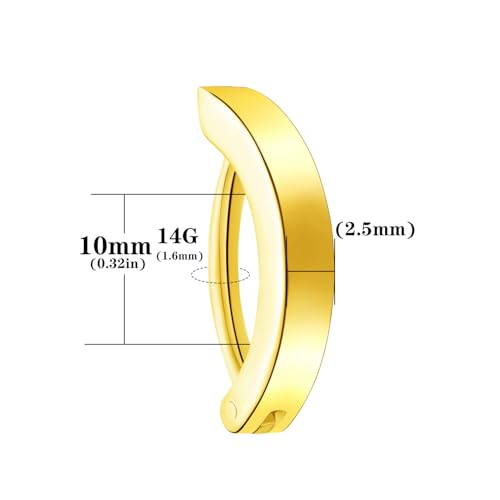 VOJO 14G G23 Titanium Clicker Belly Button Ring,10/12mm Reverse Curved Hoop Navel Barbell Piercing Jewelry3