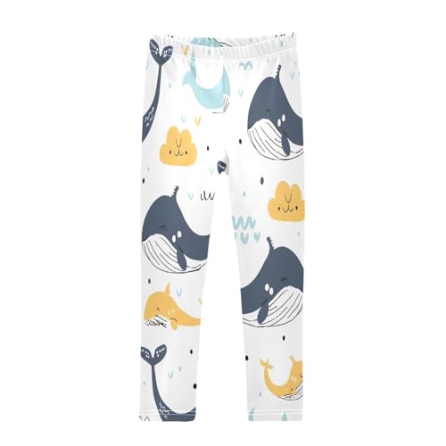 Bolaz Toddler Girls Leggings Printed Yoga Pants Leggings Whale White Background for Kids
