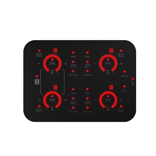 Image of Empava Flex 30 inch Induction Cooktop 4 Burner, Drop-in, Hardwired | cTUVus Certification, Bridge-SYNC, Auto RapidHeat, 3 Preset Modes, 17 Power Levels+Boost, Glide-touch Controls, Pan Sensor