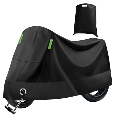 Funda para Moto, Lona para Interior y Exterior con Orificios de Bloqueo, Protección contra la Lluvia, El Polvo y los Rayos UV, para Scooter Motocross, Negro, XXL (245 * 105 * 125 cm)