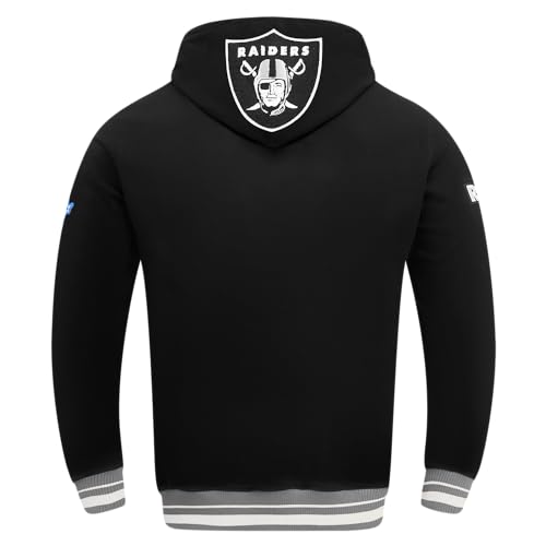 Pro Standard Mens NFL Las Vegas Raiders Mash Up Pull Over Hoodie Black/Gray L - Image 3